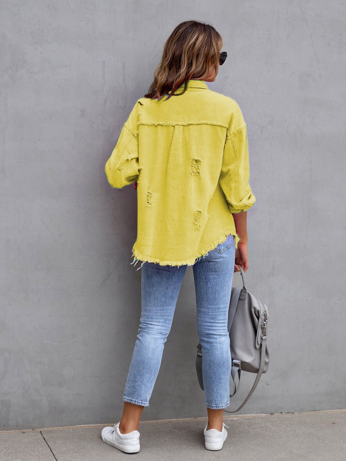 Distressed Drop Shoulder Denim Jacket - Bela Fils BoutiqueBela Fils Boutique